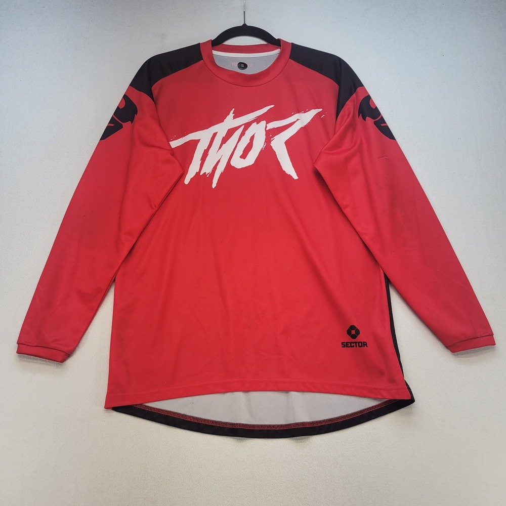 Thor Motocross Jersey Mens S Red Sector Long Sleeve Racing Shirt Graphic